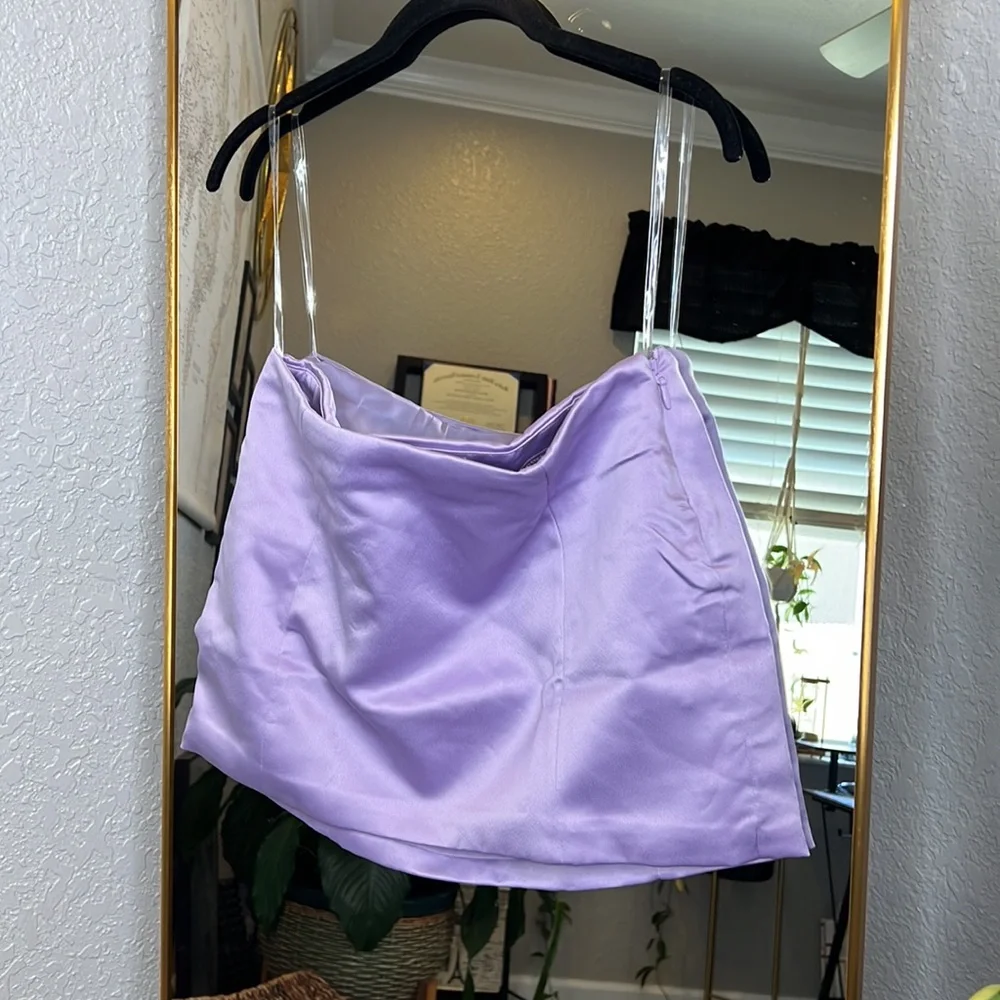 HOUSE OF CB 'Elodie' Orchid Satin Mini Skirt_10